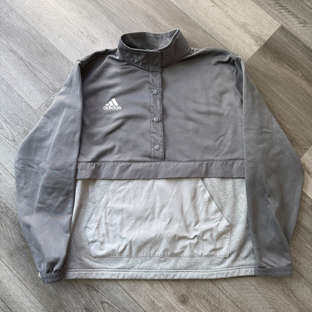 Adidas AEROREADY Snap Pullover Mens 2XL Gray Fleece Hybrid Jacket